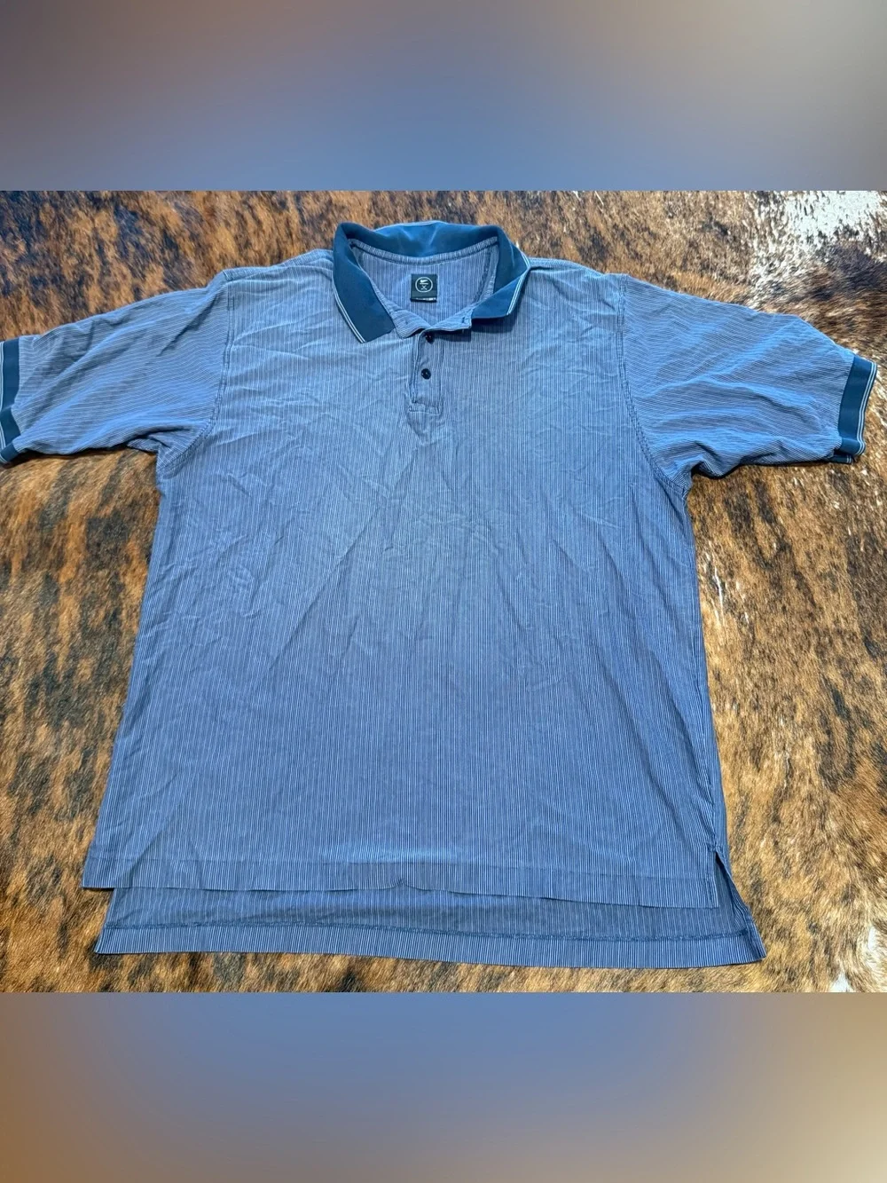Vintage Nike Golf Polo Shirt Men’s XL Blue Pinstripe Nike XL Shield Logo Clubs